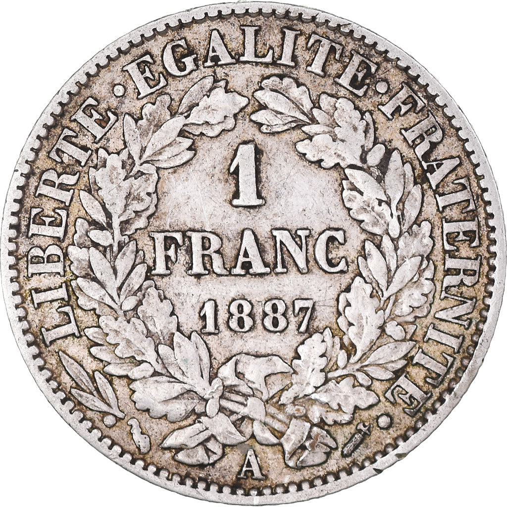Monnaie, France, Cérès, Franc, 1887, Paris, TTB, Argent, Gadoury:465a