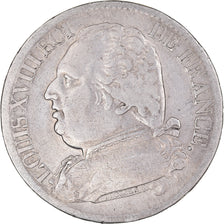 Moneda, Francia, Louis XVIII, Louis XVIII, 5 Francs, 1815, Toulouse, BC+, Plata