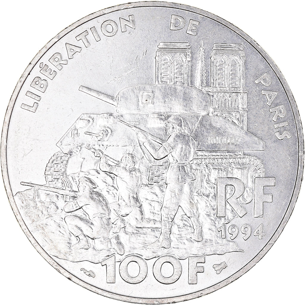 Coin, France, Libération de Paris, 100 Francs, 1994, Paris, MS(63), Silver