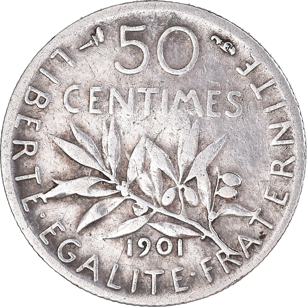 Monnaie, France, Semeuse, 50 Centimes, 1901, Paris, TB, Argent, Gadoury:467