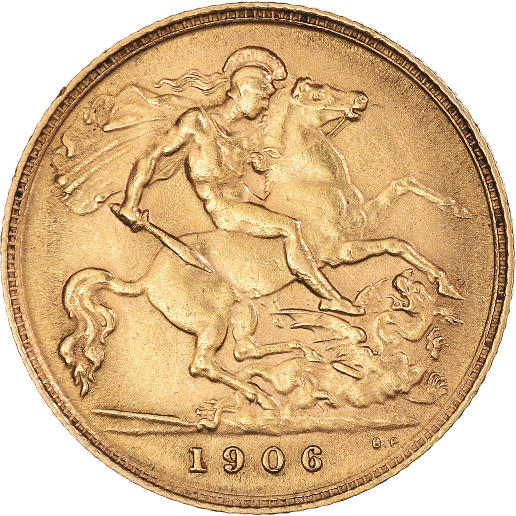 Coin, Great Britain, Edward VII, 1/2 Sovereign, 1906, AU(50-53), Gold, KM:804