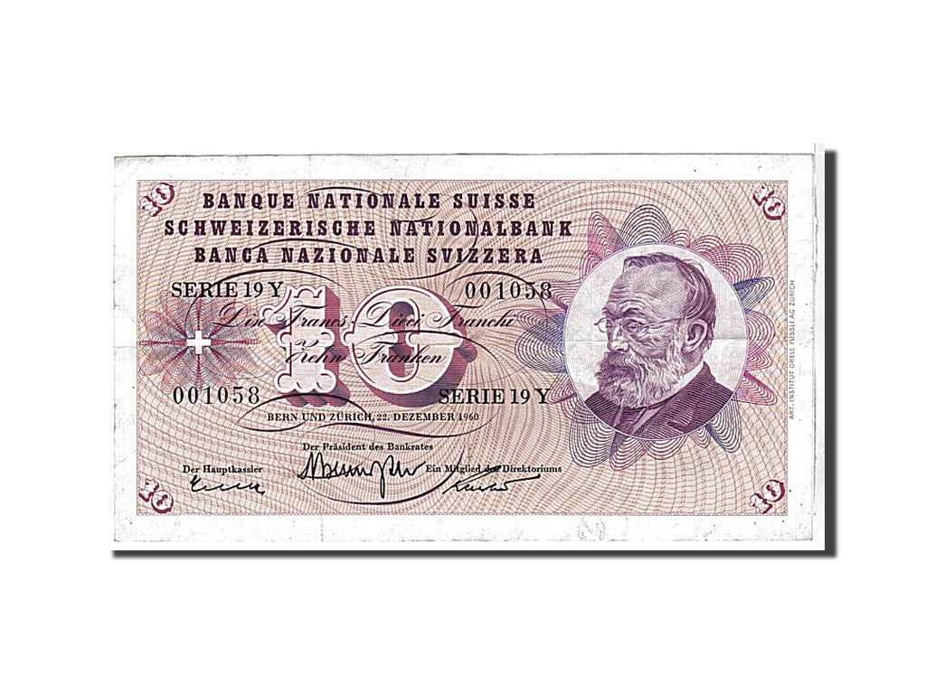 Switzerland, 10 Franken, 1960, KM #45f, EF(40-45), 00105819Y