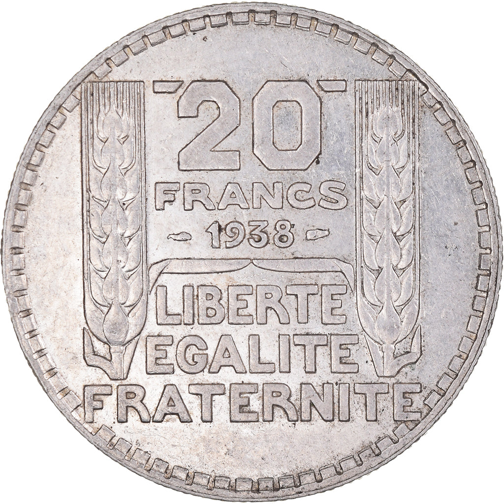 Moneda, Francia, Turin, 20 Francs, 1938, Paris, EBC+, Plata, KM:879, Gadoury:852