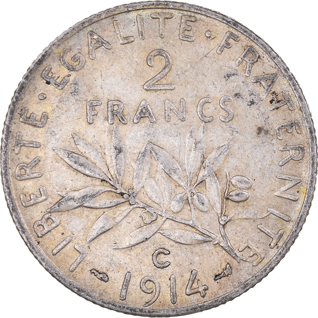 Münze, Frankreich, Semeuse, 2 Francs, 1914, Castelsarrasin, VZ, Silber