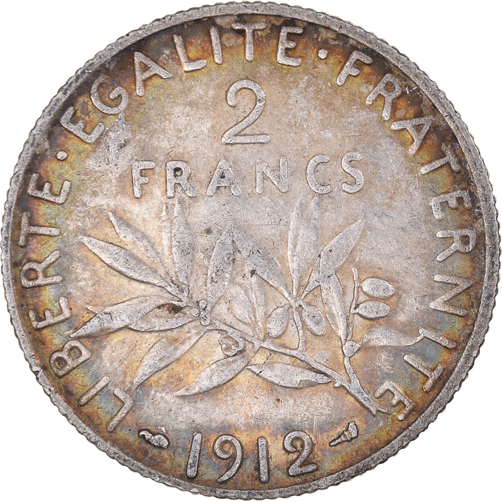 Moneta, Francia, Semeuse, 2 Francs, 1912, Paris, SPL-, Argento, KM:845.1