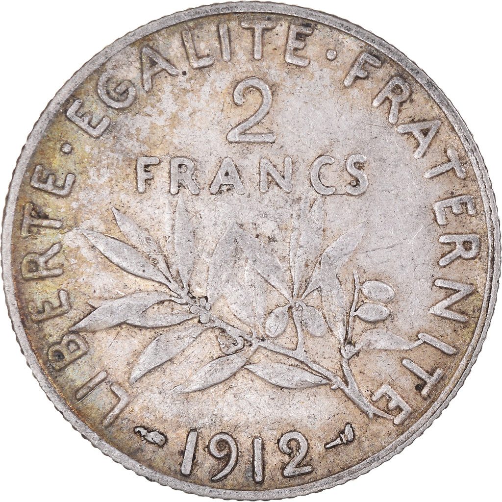 Moneta, Francia, Semeuse, 2 Francs, 1912, Paris, BB, Argento, KM:845.1