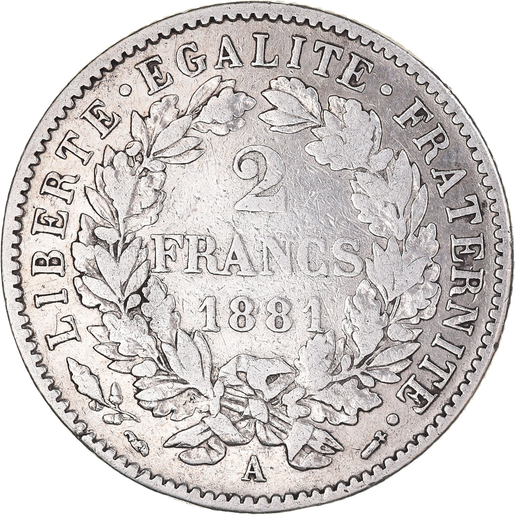 Monnaie, France, Cérès, 2 Francs, 1881, Paris, TTB, Argent, Gadoury:530a