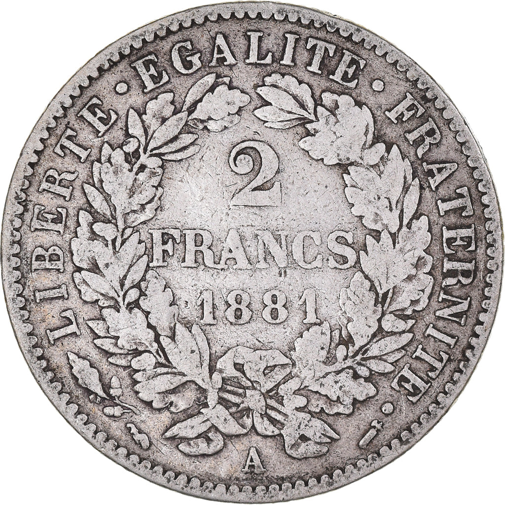 Monnaie, France, Cérès, 2 Francs, 1881, Paris, TB+, Argent, Gadoury:530a