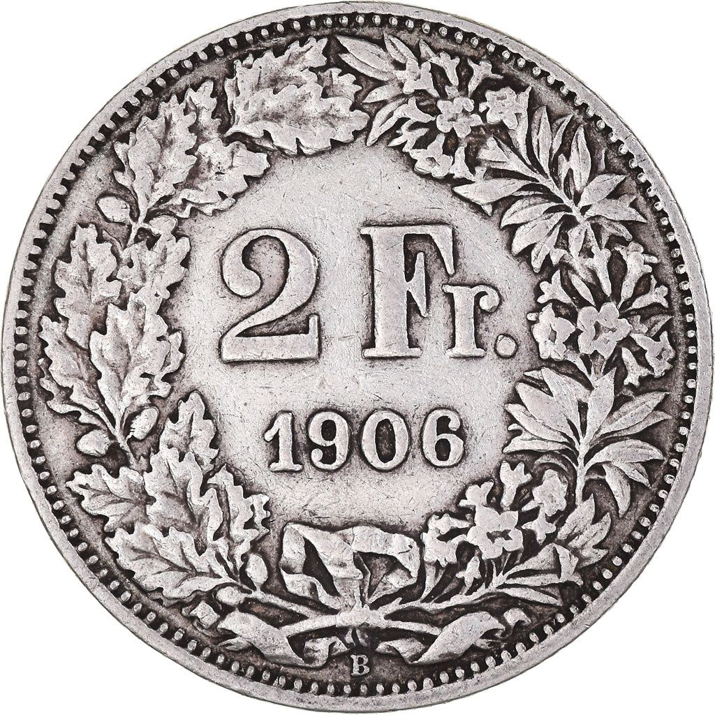 Moeda, Suíça, 2 Francs, 1906, Bern, EF(40-45), Prata, KM:21