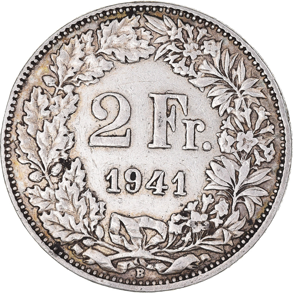 Coin, Switzerland, 2 Francs, 1941, Bern, EF(40-45), Silver, KM:21
