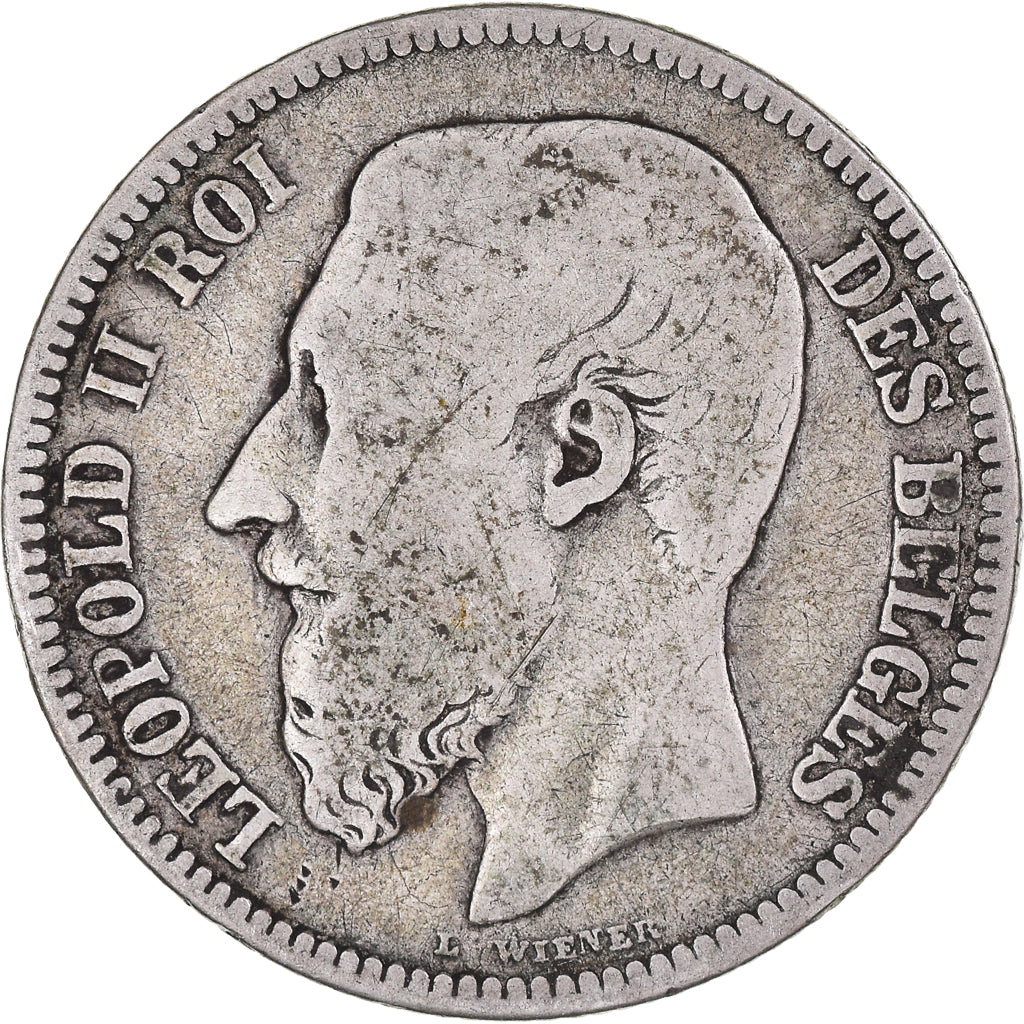 Moneta, Belgio, Leopold II, 2 Francs, 2 Frank, 1866, MB, Argento, KM:30.1