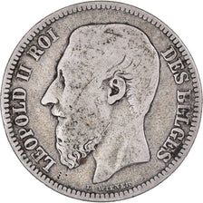 Moneta, Belgio, Leopold II, 2 Francs, 2 Frank, 1866, MB, Argento, KM:30.1