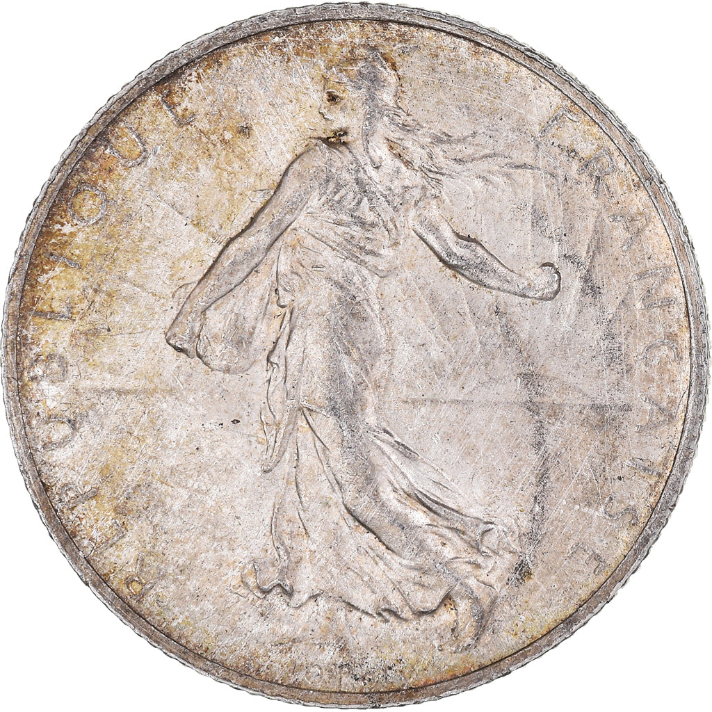 Moeda, França, Semeuse, 2 Francs, 1909, Paris, MS(60-62), Prata, KM:845.1