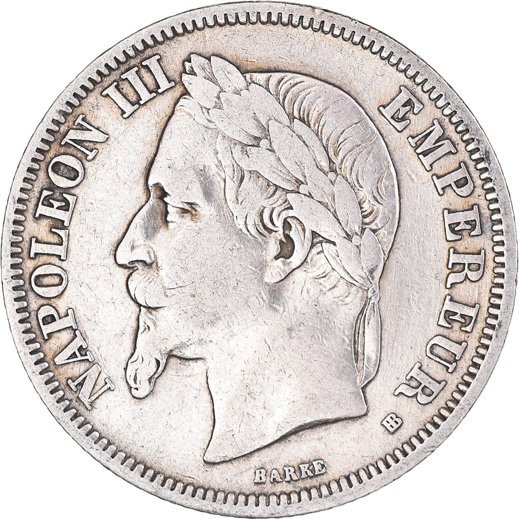 Moneda, Francia, Napoleon III, 2 Francs, 1867, Paris, BC+, Plata, KM:807.1