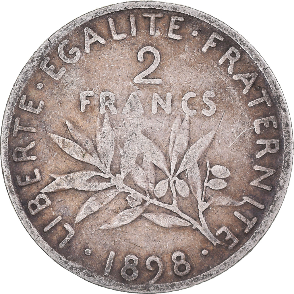 Moeda, França, Semeuse, 2 Francs, 1898, Paris, EF(40-45), Prata, KM:845.1