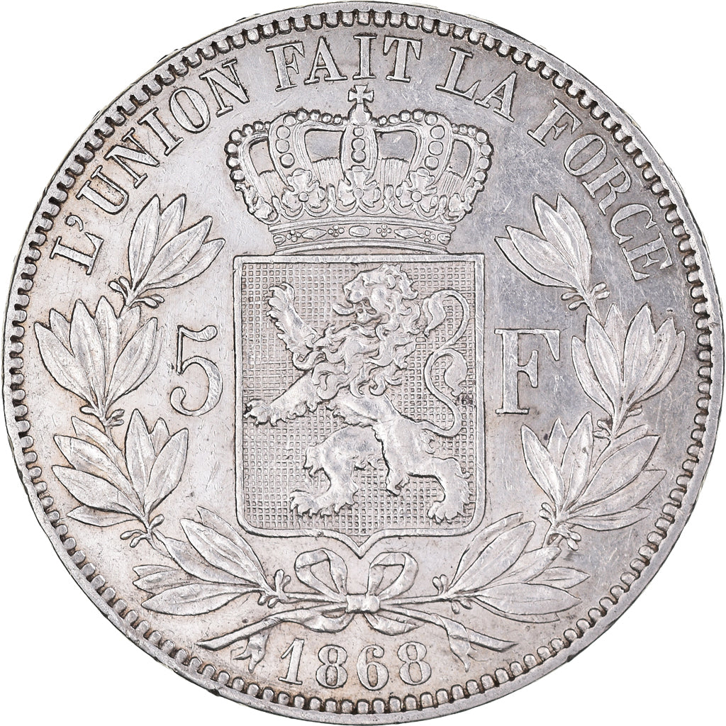 Monnaie, Belgique, Leopold II, 5 Francs, 5 Frank, 1868, Bruxelles, SUP, Argent