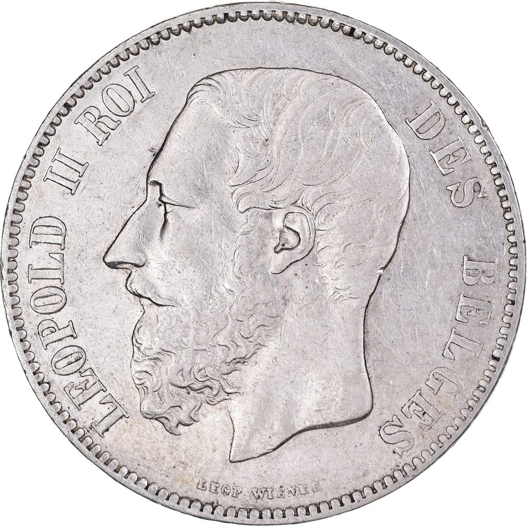 Coin, Belgium, Leopold II, 5 Francs, 5 Frank, 1871, AU(50-53), Silver, KM:24