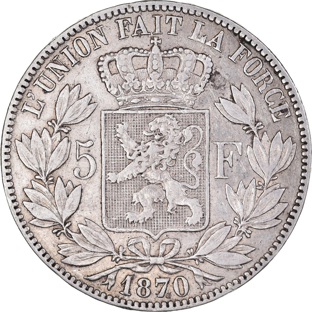 Coin, Belgium, Leopold II, 5 Francs, 5 Frank, 1871, EF(40-45), Silver, KM:24