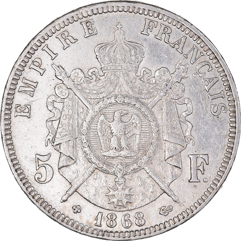 Coin, France, Napoleon III, 5 Francs, 1868, Strasbourg, EF(40-45), Silver