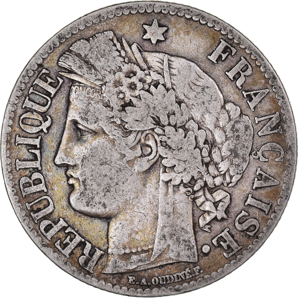 Coin, France, Cérès, 2 Francs, 1871, Paris, VF(20-25), Silver, KM:817.1