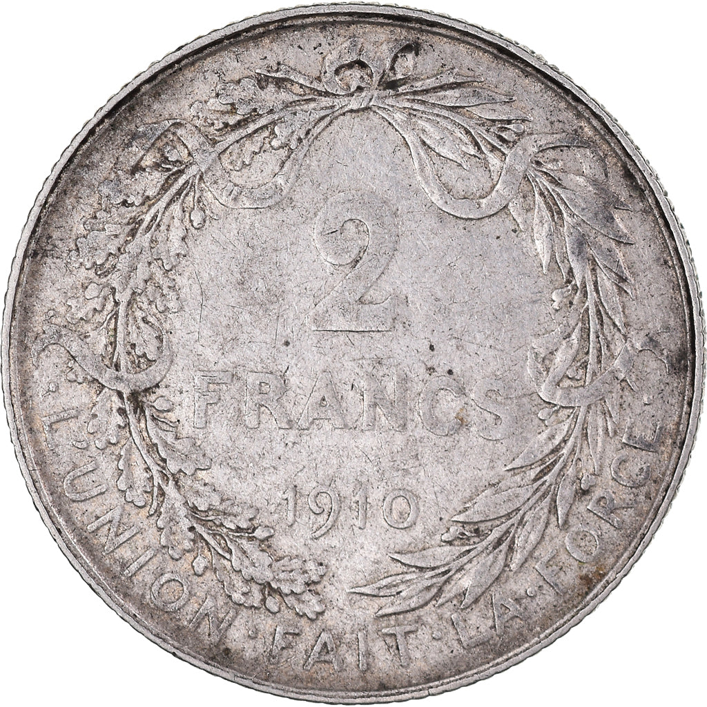Coin, Belgium, 2 Francs, 2 Frank, 1910, EF(40-45), Silver, KM:74