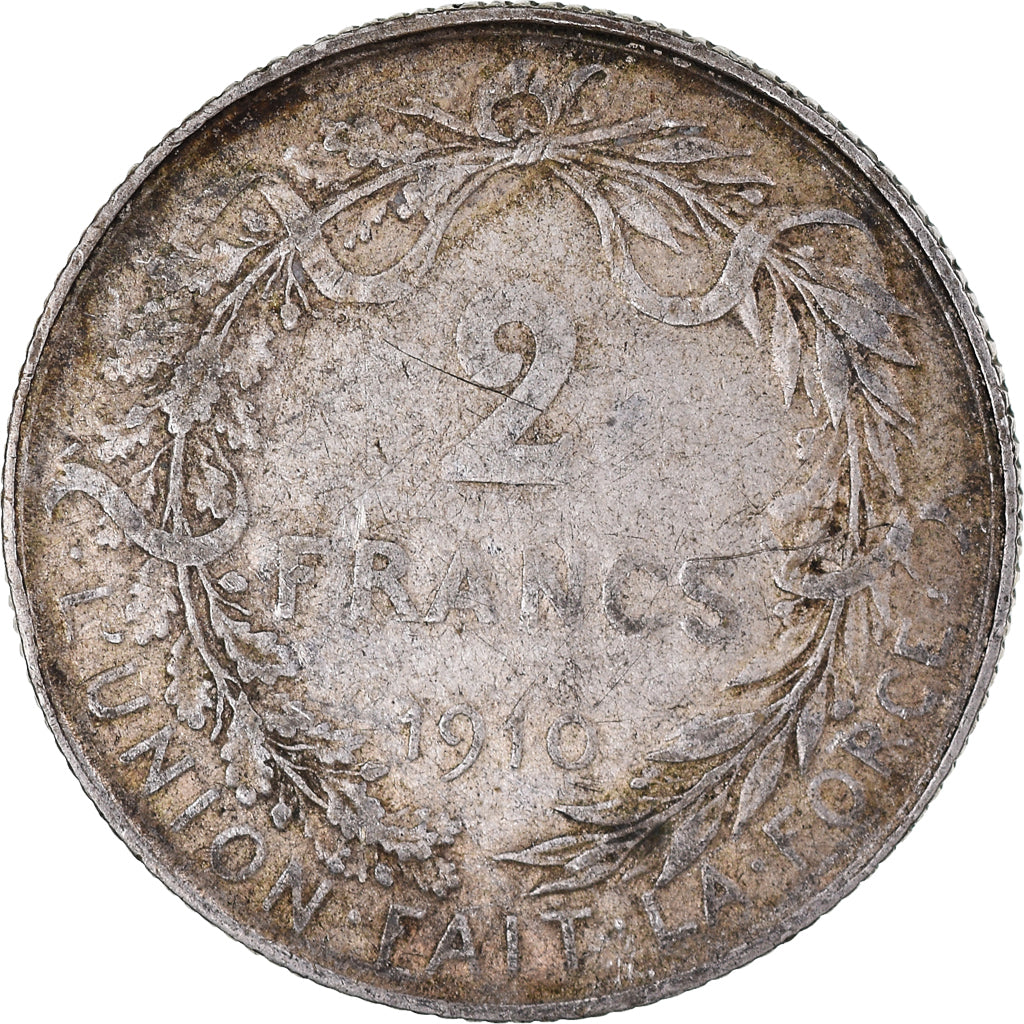 Coin, Belgium, 2 Francs, 2 Frank, 1910, VF(30-35), Silver, KM:74