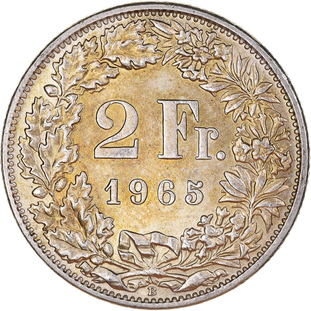 Munten, Zwitserland, 2 Francs, 1965, Bern, UNC-, Zilver, KM:21