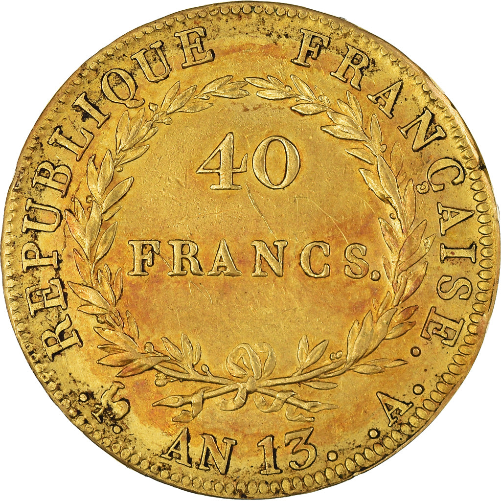 Monnaie, France, Napoleon I, 40 Francs, AN 13, Paris, TTB+, Or, Gadoury:1081