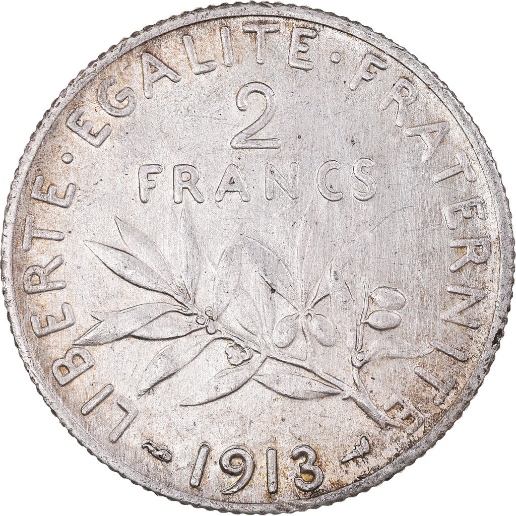 Coin, France, Semeuse, 2 Francs, 1913, Paris, AU(55-58), Silver, KM:845.1