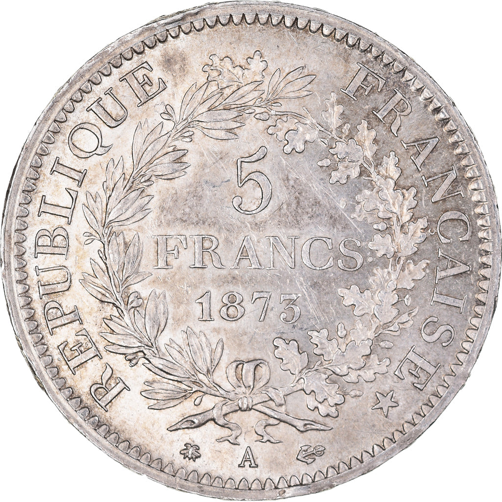 Moeda, França, Hercule, 5 Francs, 1873, Paris, AU(55-58), Prata, KM:820.1