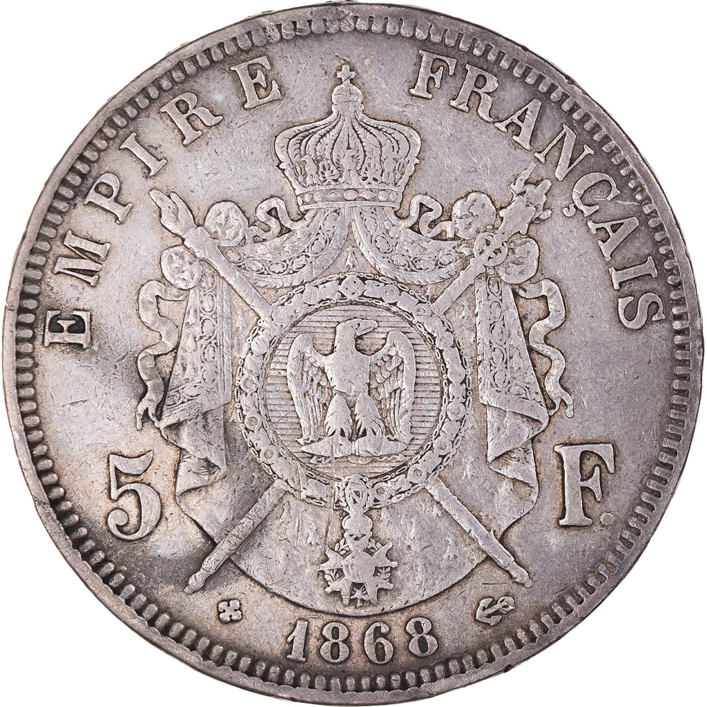 Coin, France, Napoleon III, 5 Francs, 1868, Strasbourg, EF(40-45), Silver