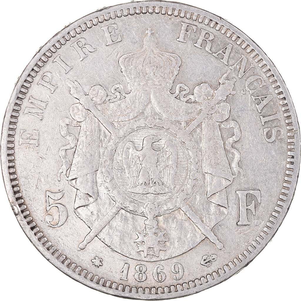 Moeda, França, Napoleon III, Napoléon III, 5 Francs, 1869, Paris, EF(40-45)
