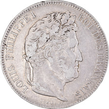 Moeda, França, Louis-Philippe, 5 Francs, 1832, Strasbourg, VF(30-35), Prata