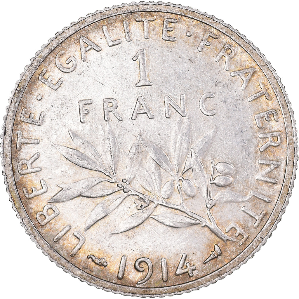 Moeda, França, Semeuse, Franc, 1914, Paris, MS(60-62), Prata, KM:844.1