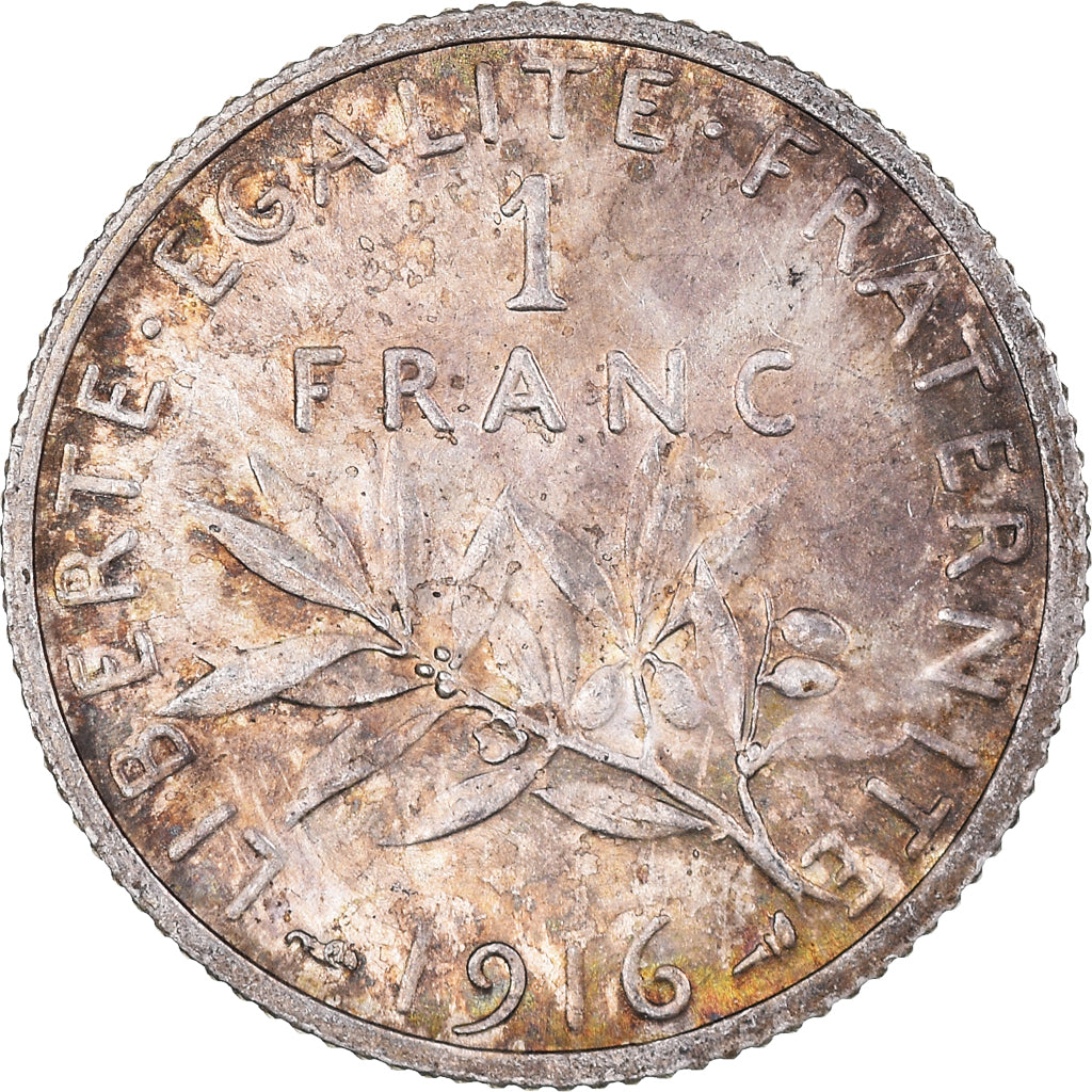 Coin, France, Semeuse, Franc, 1916, Paris, MS(65-70), Silver, KM:844.1