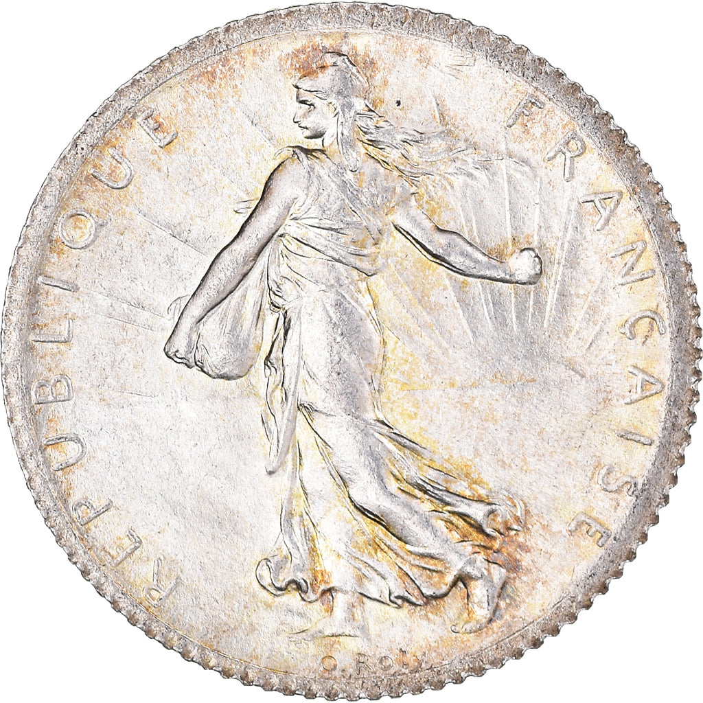 Moeda, França, Semeuse, Franc, 1917, Paris, MS(60-62), Prata, KM:844.1