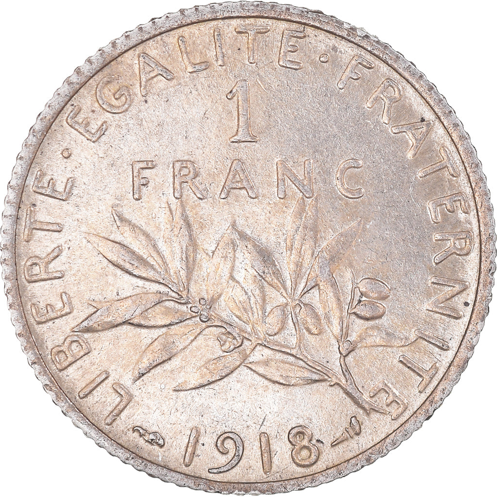 Coin, France, Semeuse, Franc, 1918, Paris, AU(55-58), Silver, KM:844.1