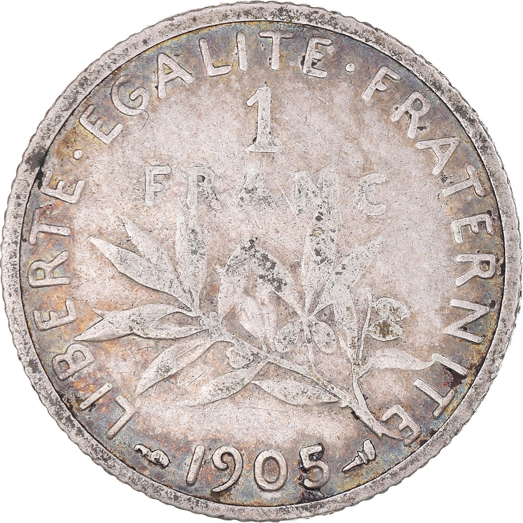 Moneta, Francja, Semeuse, Franc, 1905, Paris, 1 Franc, EF(40-45), Srebro
