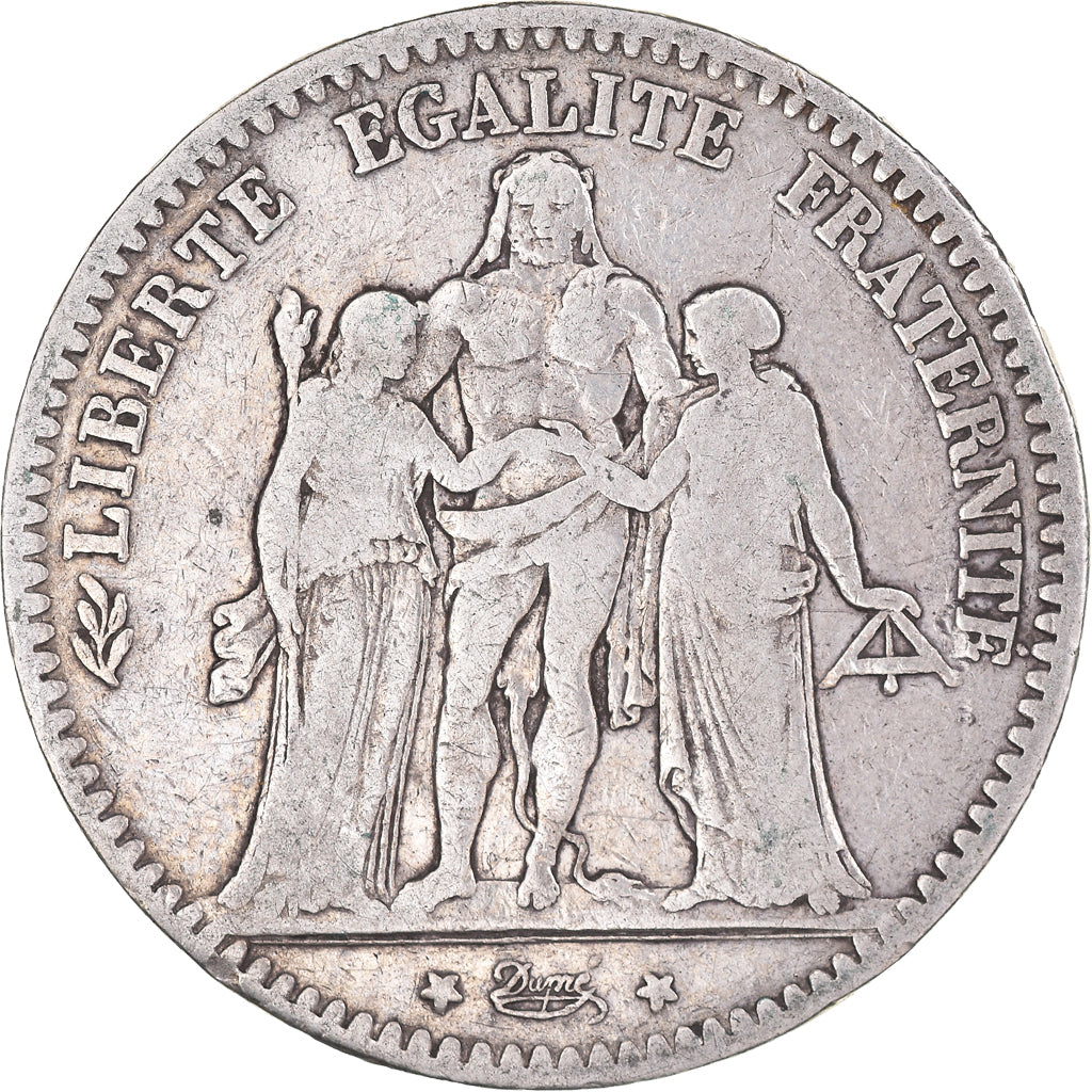 Moeda, França, Hercule, 5 Francs, 1875, Paris, VF(30-35), Prata, KM:820.1