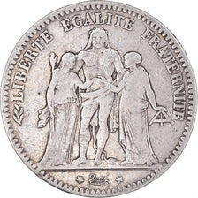 Moeda, França, Hercule, 5 Francs, 1875, Paris, VF(30-35), Prata, KM:820.1