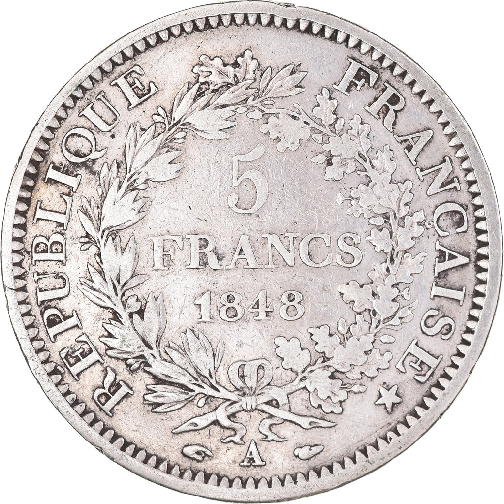 Monnaie, France, Hercule, 5 Francs, 1848, Paris, B+, Argent, KM:756.1