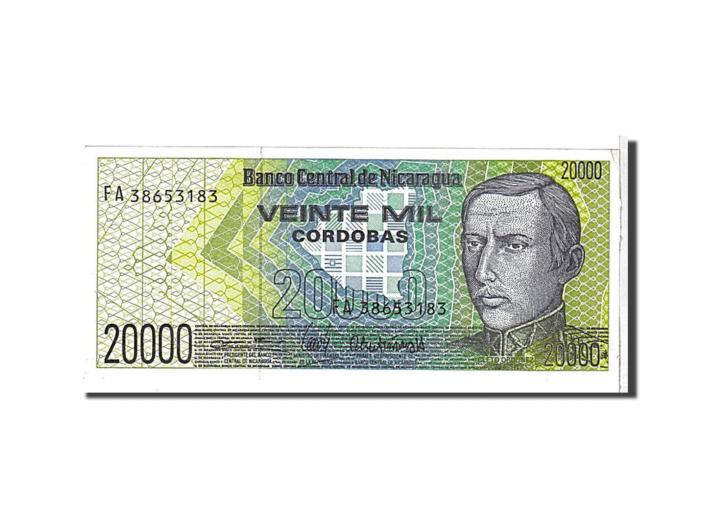 Banknote, Nicaragua, 20,000 Córdobas, 1989, KM:160, UNC(65-70)