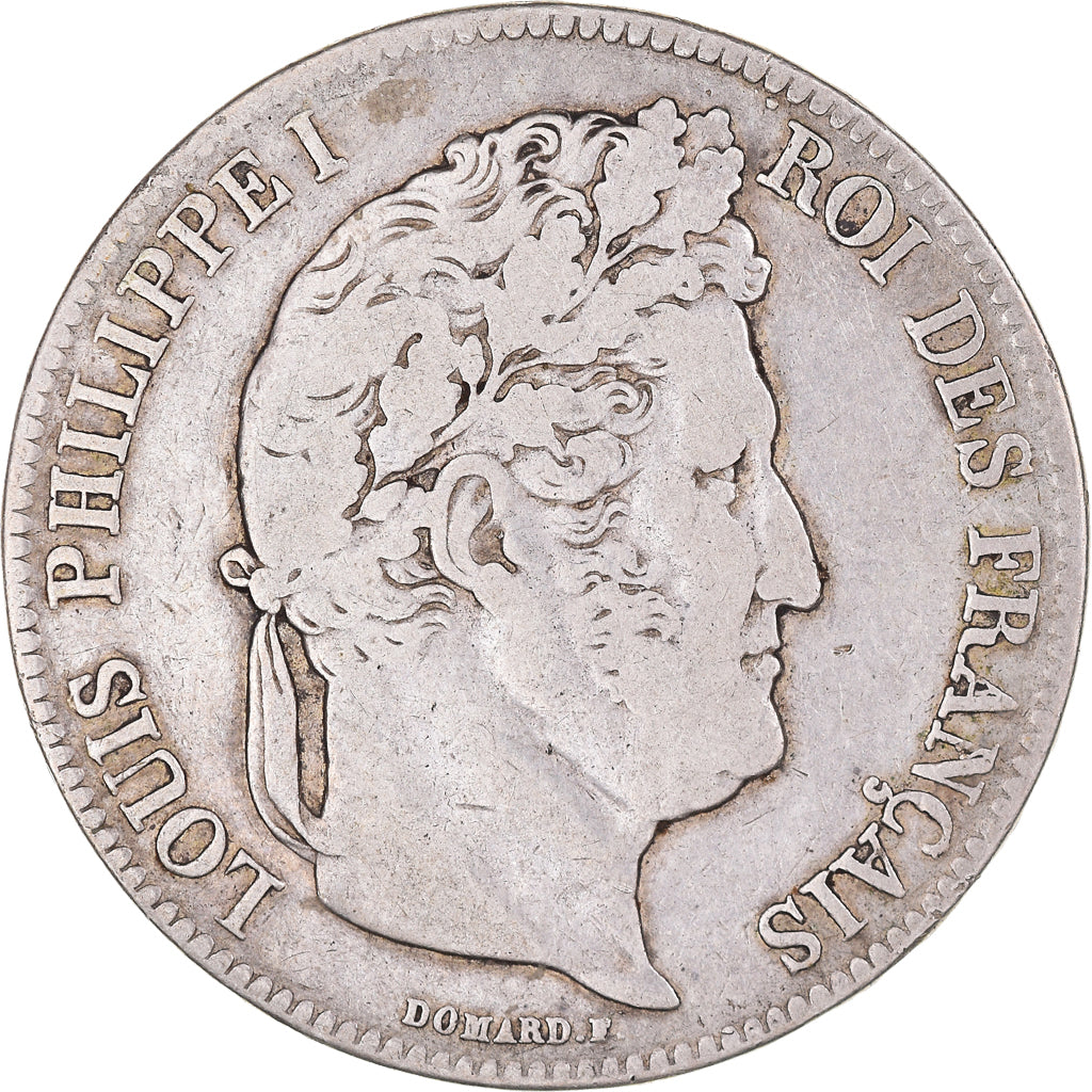 Moeda, França, Louis-Philippe, 5 Francs, 1838, Lille, VF(20-25), Prata