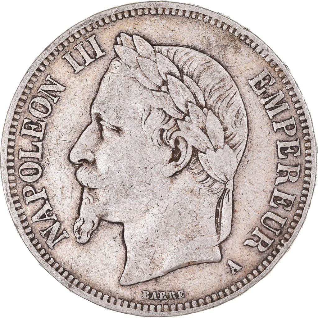 Moeda, França, Napoleon III, 5 Francs, 1869, Paris, VF(30-35), Prata, KM:799.1