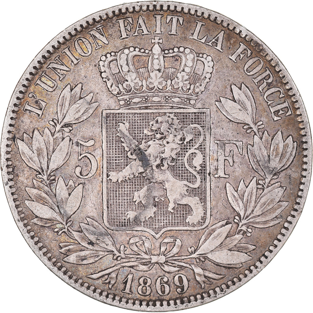 Coin, Belgium, Leopold II, 5 Francs, 5 Frank, 1869, VF(30-35), Silver, KM:24