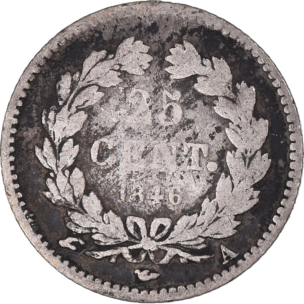 Moneta, Francia, Louis-Philippe I, 25 Centimes, 1846, Paris, MB, Argento