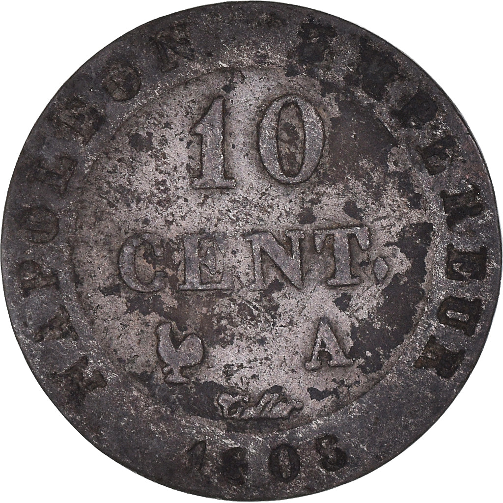 Coin, France, Napoléon I, 10 Centimes, 1808, Paris, VF(30-35), Billon