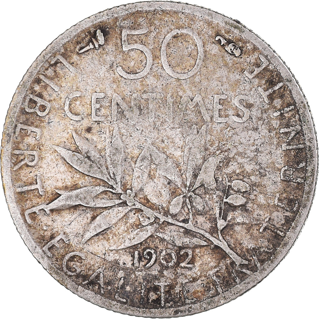 Coin, France, Semeuse, 50 Centimes, 1902, Paris, VF(30-35), Silver, KM:854