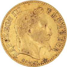 Moeda, França, Napoleon III, 10 Francs, 1866, Strasbourg, EF(40-45), Dourado