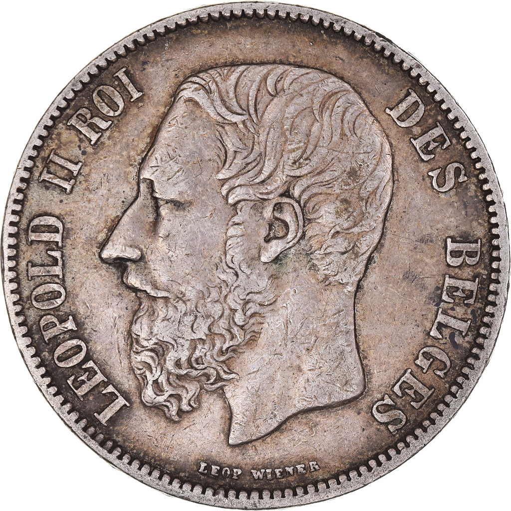 Coin, Belgium, Leopold II, 5 Francs, 5 Frank, 1870, Brussels, EF(40-45), Silver
